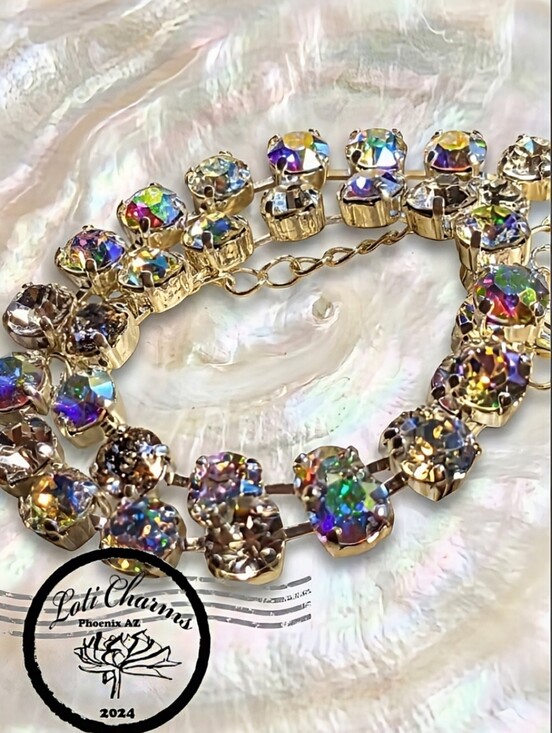 Swarovski Jewelry - Luminous AB and Crystal Necklace & Earrings Sterling Silver Plated